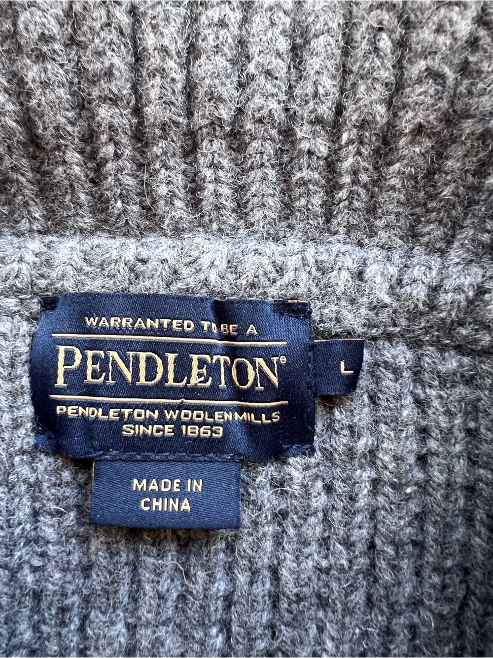 Pendleton Westerley 100% Lambswool Full Zip Sweater Gray Fair Isle Large - Picture 4 of 6
